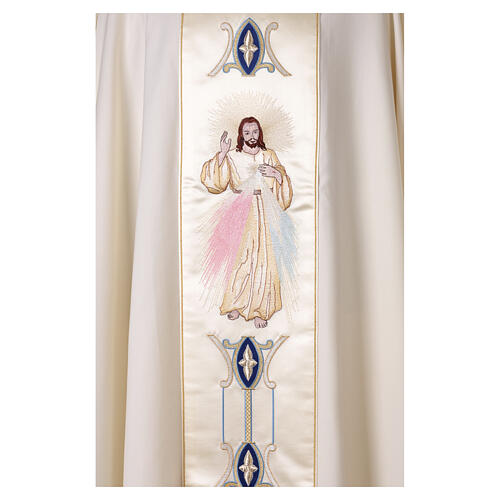 Casulla mezcla de lana y seda franja Jesús Misericordioso Vebi Confezioni 6