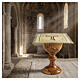 Chalice veil with gold and brown Franciscan decoration, 7x7 in, cotton s2
