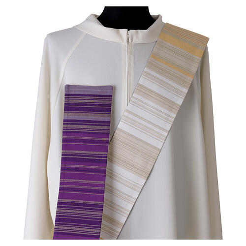 Bi-coloured ivory and purple diaconal stole in viscose by Slabbinck 3