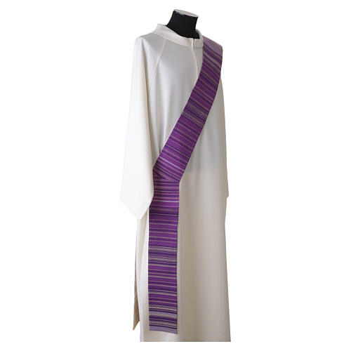 Bi-coloured ivory and purple diaconal stole in viscose by Slabbinck 8