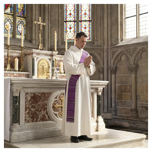 Estola diaconal bicolor marfim e violeta Slabbinck viscose 4