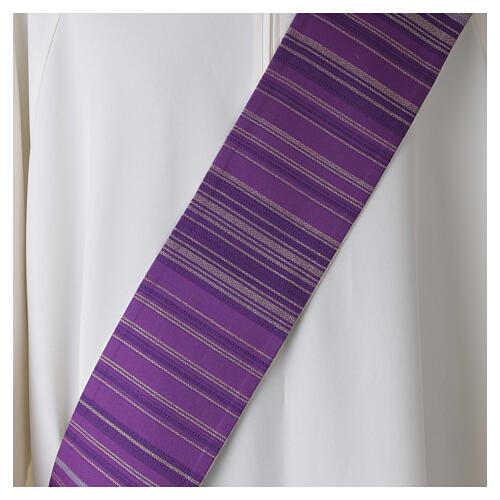Estola diaconal bicolor marfim e violeta Slabbinck viscose 6