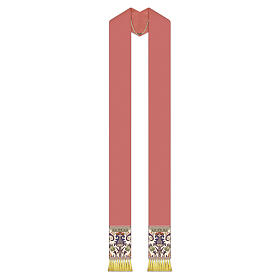 Slabbinck Priest Stole in Pink with Regina Brocade Bands