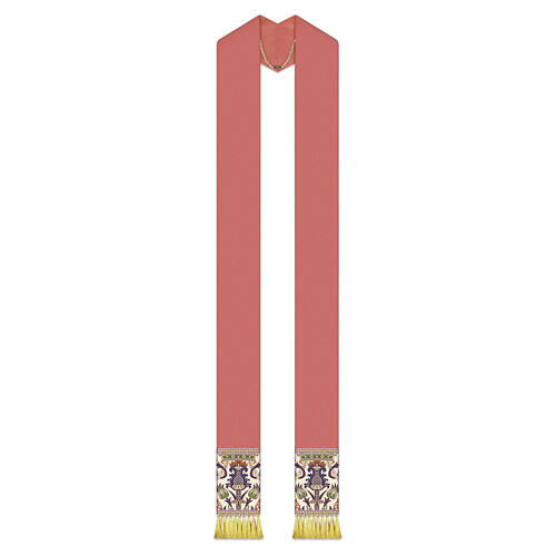 Slabbinck Priest Stole in Pink with Regina Brocade Bands 1