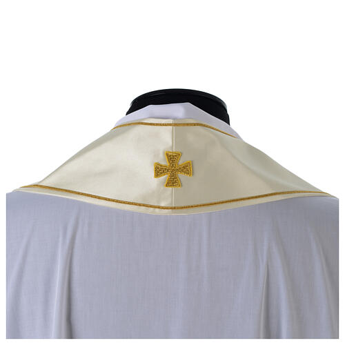 Estola de raso sacerdotal Gamma bordado dorado  floral con orlas 5