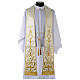 Estola de raso sacerdotal Gamma bordado dorado  floral con orlas s1
