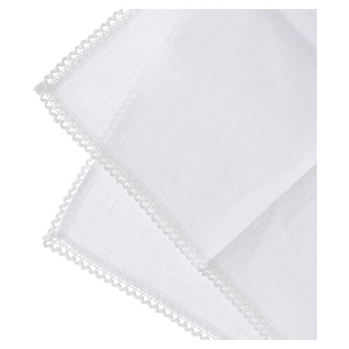 Corporal 100% linho bordado IHS em raios renda branca Gamma 4