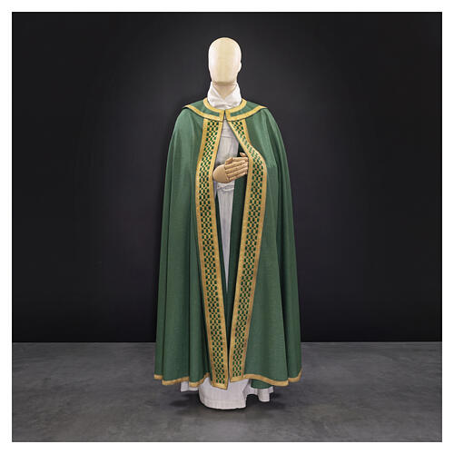 Piviale esclusivo scudo con croce e stoloni intrecciati 100% lana lurex Atelier Sirio 3