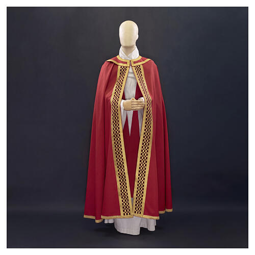 Piviale esclusivo scudo con croce e stoloni intrecciati 100% lana lurex Atelier Sirio 7