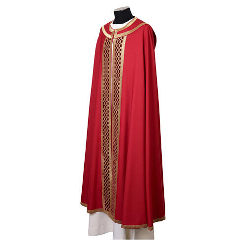 Piviale esclusivo scudo con croce e stoloni intrecciati 100% lana lurex Atelier Sirio 9