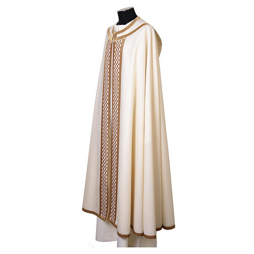 Piviale esclusivo scudo con croce e stoloni intrecciati 100% lana lurex Atelier Sirio 11