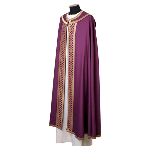 Piviale esclusivo scudo con croce e stoloni intrecciati 100% lana lurex Atelier Sirio 14