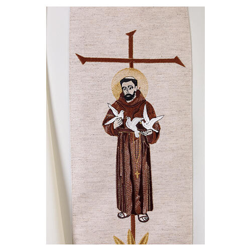 Casula con gallone juta ricamo San Francesco 100% poliestere 3