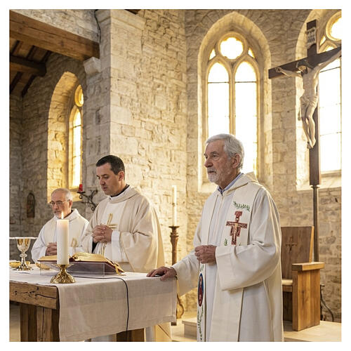 Stola stampata S. Francesco e crocifisso S. Damiano 100% poliestere 2