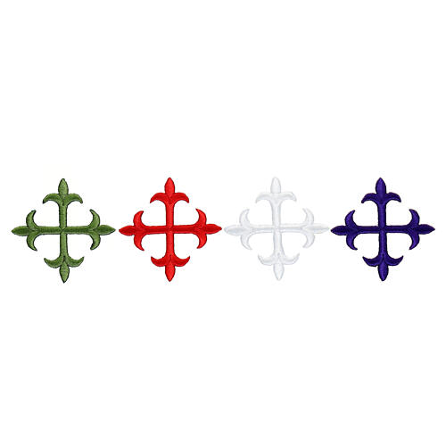 Bügelpatch, Lilienkreuz, Stickerei, 4 liturgische Farben, 8x8cm 1