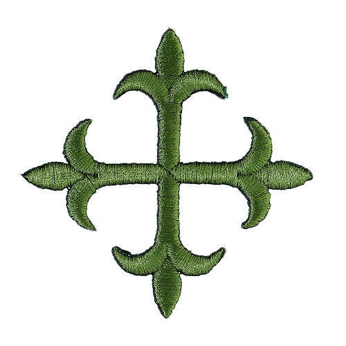 Bügelpatch, Lilienkreuz, Stickerei, 4 liturgische Farben, 8x8cm 2