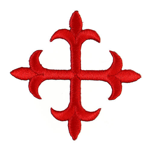 Bügelpatch, Lilienkreuz, Stickerei, 4 liturgische Farben, 8x8cm 3
