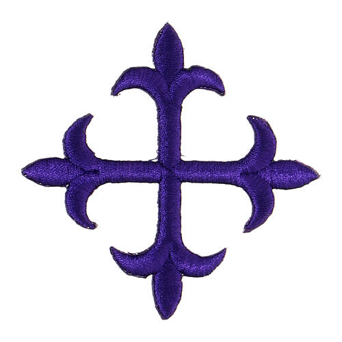 Bügelpatch, Lilienkreuz, Stickerei, 4 liturgische Farben, 8x8cm 5