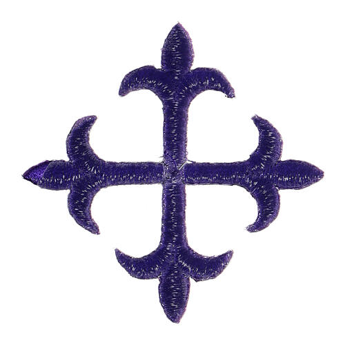 Krzyż liliowy aplikacja termoprzylepna, cztery kolory liturgiczne, 8 cm 6