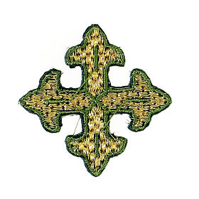 Bügelpatch, dreilappiges Kreuz, Stickerei, 4 liturgische Farben, 4x4cm