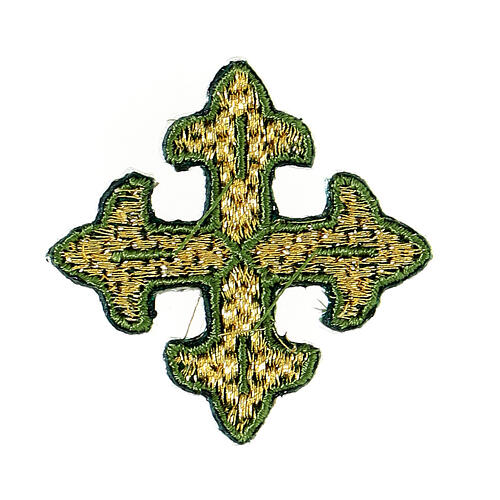 Bügelpatch, dreilappiges Kreuz, Stickerei, 4 liturgische Farben, 4x4cm 2