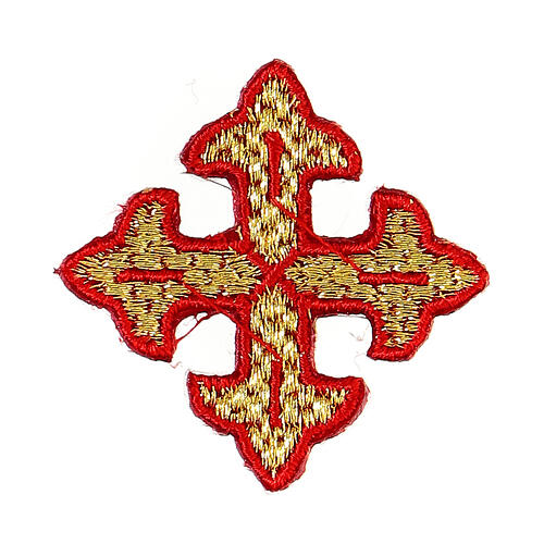 Bügelpatch, dreilappiges Kreuz, Stickerei, 4 liturgische Farben, 4x4cm 3