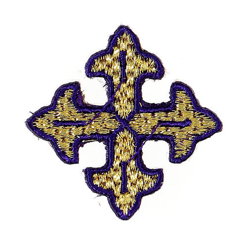 Bügelpatch, dreilappiges Kreuz, Stickerei, 4 liturgische Farben, 4x4cm 5