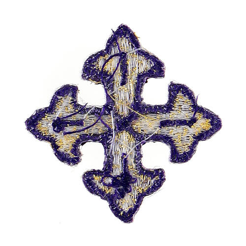 Bügelpatch, dreilappiges Kreuz, Stickerei, 4 liturgische Farben, 4x4cm 6