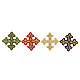 Bügelpatch, dreilappiges Kreuz, Stickerei, 4 liturgische Farben, 4x4cm s1