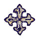 Bügelpatch, dreilappiges Kreuz, Stickerei, 4 liturgische Farben, 4x4cm s6