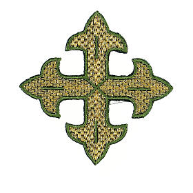 Bügelpatch, dreilappiges Kreuz, Stickerei, 4 liturgische Farben, 8x8cm
