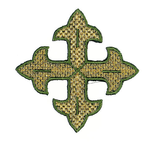 Bügelpatch, dreilappiges Kreuz, Stickerei, 4 liturgische Farben, 8x8cm 2