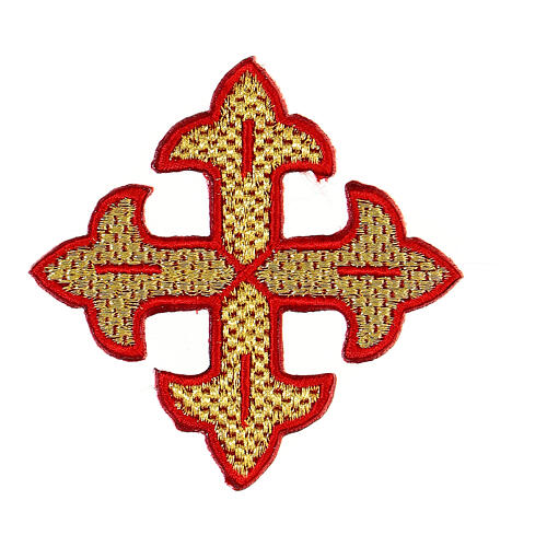 Bügelpatch, dreilappiges Kreuz, Stickerei, 4 liturgische Farben, 8x8cm 3