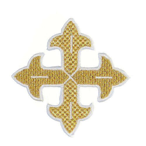 Bügelpatch, dreilappiges Kreuz, Stickerei, 4 liturgische Farben, 8x8cm 4