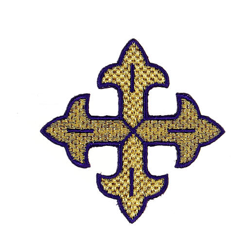 Bügelpatch, dreilappiges Kreuz, Stickerei, 4 liturgische Farben, 8x8cm 5