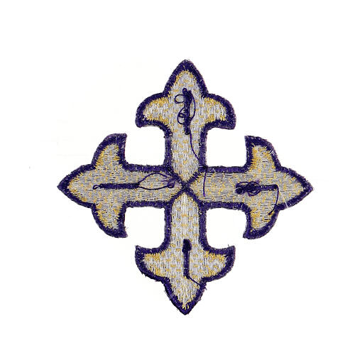 Bügelpatch, dreilappiges Kreuz, Stickerei, 4 liturgische Farben, 8x8cm 6