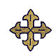 Bügelpatch, dreilappiges Kreuz, Stickerei, 4 liturgische Farben, 8x8cm s5