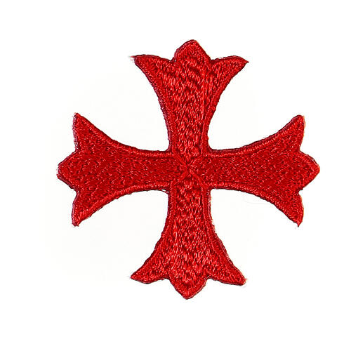Bügelpatch, griechisches Kreuz, Stickerei, 4 liturgische Farben, 4x4cm 3
