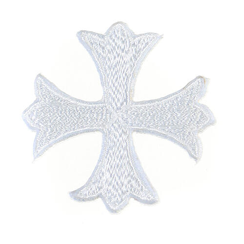 Bügelpatch, griechisches Kreuz, Stickerei, 4 liturgische Farben, 4x4cm 4