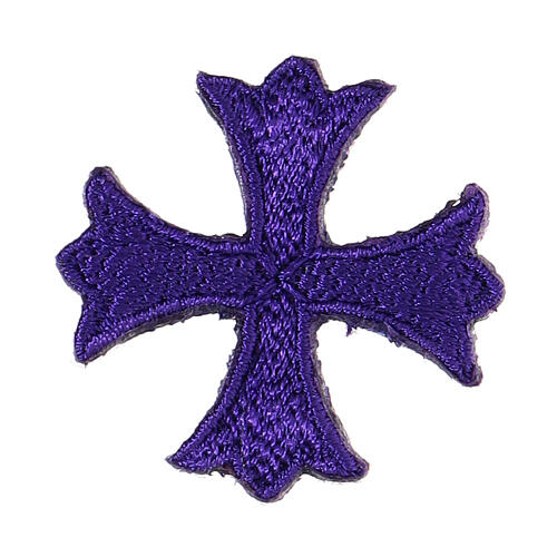 Bügelpatch, griechisches Kreuz, Stickerei, 4 liturgische Farben, 4x4cm 5