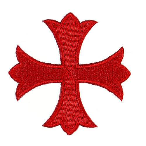 Bügelpatch, griechisches Kreuz, Stickerei, 4 liturgische Farben, 8x8cm 3
