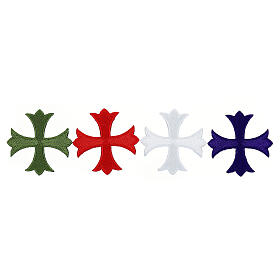 Greek cross iron-on fabric appliqué, four colours, 3 in