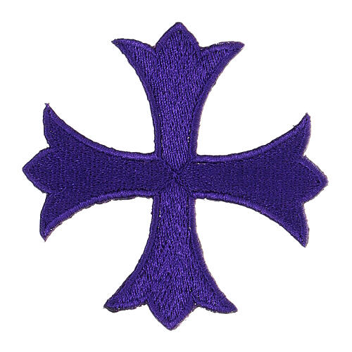 Greek cross iron-on fabric appliqué, four colours, 3 in 5