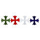 Greek cross iron-on fabric appliqué, four colours, 3 in s1