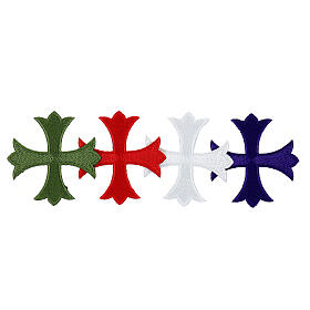 Bügelpatch, griechisches Kreuz, Stickerei, 4 liturgische Farben, 12x12cm