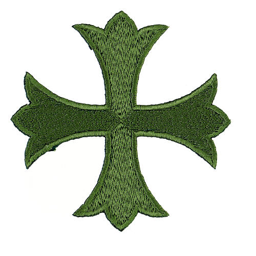 Greek cross thermoadhesive patch in all four liturgical colours, 5 in 2