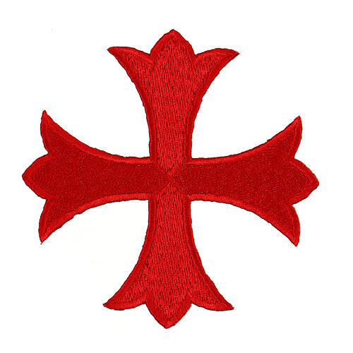 Greek cross thermoadhesive patch in all four liturgical colours, 5 in 3