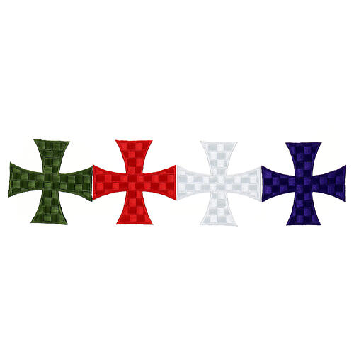 Bügelpatch, Malteserkreuz, Stickerei, 4 liturgische Farben, 10x10cm 1
