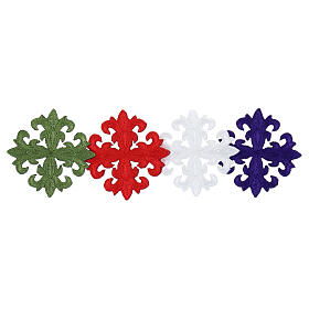 Kreuz, Bügelpatch für Paramente, 4 liturgische Farben, 8x8cm