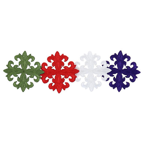 Croce termoadesiva paramenti sacri quattro colori 8 cm 1
